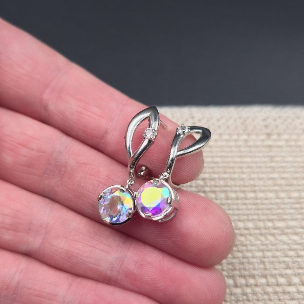 Sterling Silver Mystic Topaz Colorful Gemstone Earrings A6156 - Picture 4 of 7